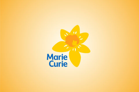 Logo for Marie Curie Hospital, Newcastle, featuring a yellow daffodil