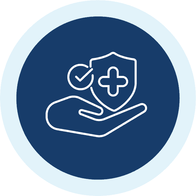 Icon illustrating a patient in a hospital bed with a plus sign overhead, denoting medical treatment for pressure injuries.